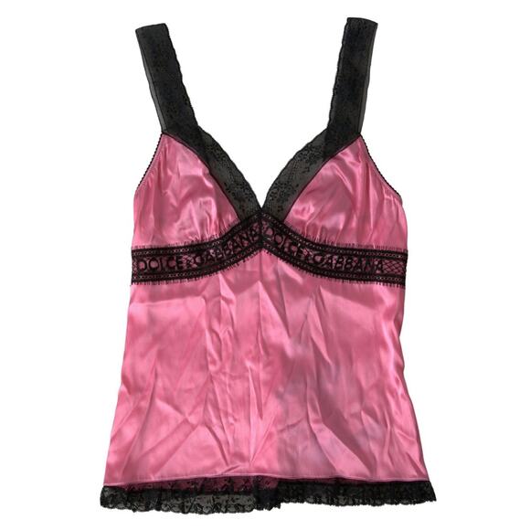 Dolce & Gabbana Pink Lace Silk Sleepwear Camisole Top Underwear